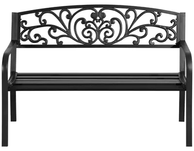 Produktbild von Schwarze Garten-/Terrassenbank aus Gusseisen und Stahl, 2 Sitze, 127 x 60 x 87 cm, max. Belastbarkeit 240 kg