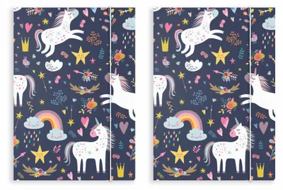 Produktbild von Friendly Fox DIN A4 Sammelmappen Einhorn, 2x Schulmappe Kinder, Postmappe A4 Schule mit Gummizug, bunte Hausaufgabenmappe Kinder Schule