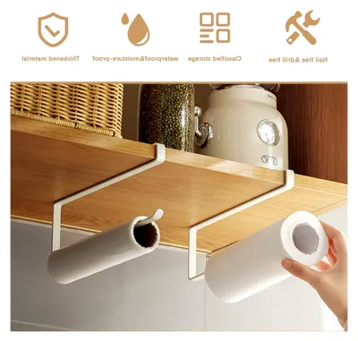 Produktbild von Küchenrollenhalter ohne Bohren, stabiler schwarzer Küchenrollenhalterschrank, Papierhandtuchrollenhalter, platzsparend für Küche und Badezimmer