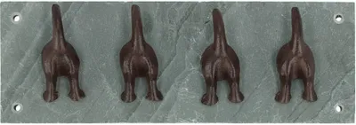 Produktbild von Wandhaken mit 4 Haken 'Hundeschwanz'  aus Schiefer und Gusseisen