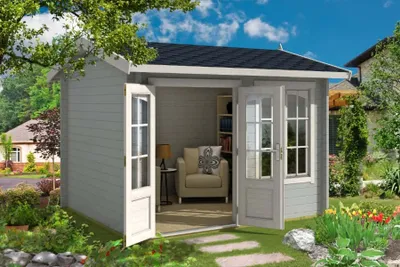 Produktbild von Lasita Maja Gartenhaus / Homeoffice Alex, Farbe:naturbelassen, Dachform:Satteldach