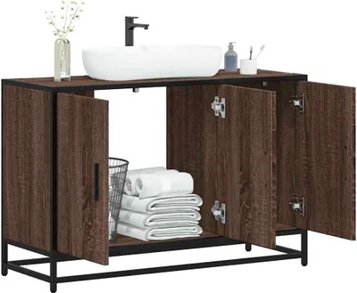 Image de Maison Exclusive - Meuble sous-vasque aspect chêne brun 90x33x60 cm