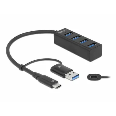Produktbild von Delock 4 Port USB 3.2 Gen 1 Hub mit USB Type-C oder USB Typ-A Anschluss