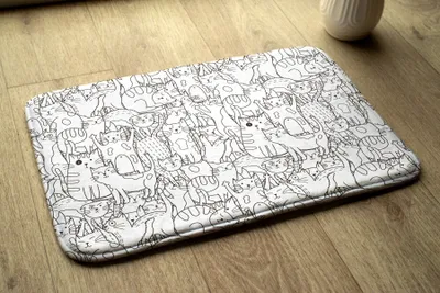 Produktbild von Badteppich Saugfähige - Badezimmer Teppich - Rutschfester Badvorleger Badematte - 75x45 cm - Katzen-Muster