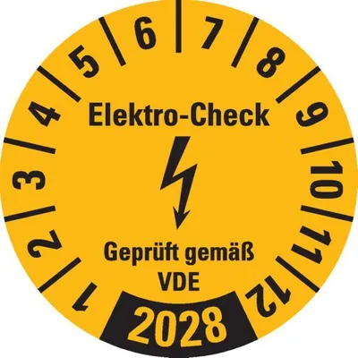 Produktbild von Dreifke® Prüfplakette Elektro-Check ..., 2028, gelb, Dokumentenfolie, ...
