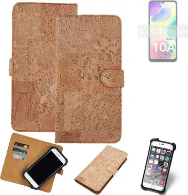 Produktbild von K-S-Trade Hülle kompatibel mit Xiaomi Redmi 10A Sport  Kork Handyhülle Cover  Schutzhülle TPU Case Bumper in Hellbraun, (1x)