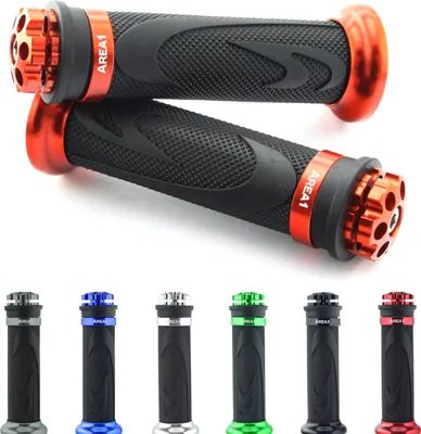 Produktbild von Area1 Motorrad Motorroller Lenkergriffe Griffe Griffgummis 2 Stück 1x 22mm + 1x 24-25mm (7/8 / 1 Zoll) Typ RS1 Farbe Orange