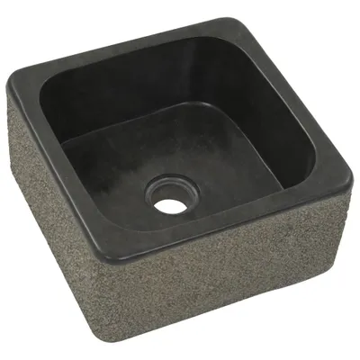 Zdjęcie produktu dla Umywalka 30x30x15 cm kamień rzeczny czarny
