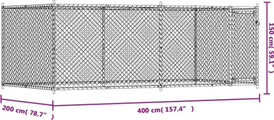 Produktbild von vidaXL Hundezwinger mit Tür Grau 4x2x1,5 m Verzinkter Stahl