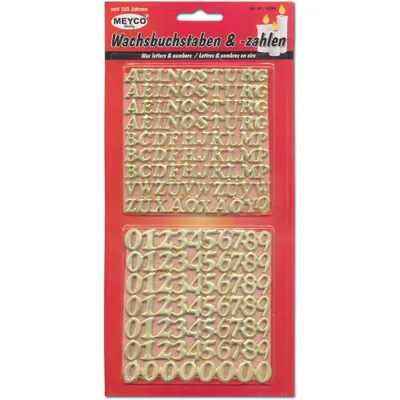 Produktbild von Meyco selbstklebende Wachsbuchstaben und Ziffern in gold 10 bis 14mm