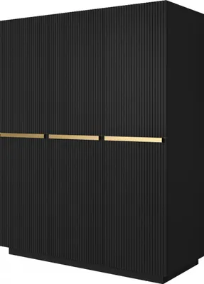 Produktbild von Kleiderschrank Nicole Sockel Schubladencontainer 150x220x62 cm Schwarz/Gold