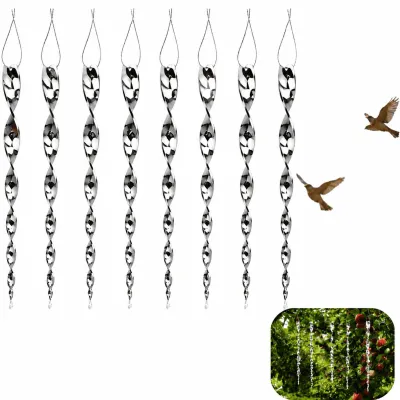 Imagen del producto de Juego de campanillas de viento, 8 piezas, color plateado, reflectantes, para repeler aves en balcones