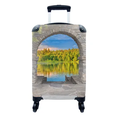 Produktbild von MuchoWow® Koffer Handgepäck Trolley Rollkoffer Kleine Reisekoffer mit 4 Rollen - Bäume - Wald - Wasser - Aussicht - Cabin Size < 55x40x23 cm & 55x40x20 cm - Fotokoffer - Kabinenkoffer - Boardgepäck - Reise-Box - Reisekoffer - Reisegepäck - Koffer mit Bild - Trolley für Kinder