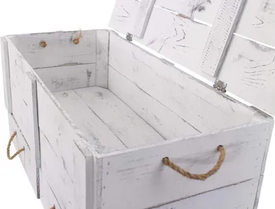 Produktbild von Holzkiste mit Deckel und Schubladen - Platzsparende Aufbewahrungslösung für jeden Raum