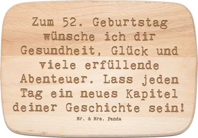 Produktbild von Mr. & Mrs. Panda Frühstücksbrettchen Spruch 52. Geburtstag - Transparent - Geschenk, Frühstücksbrett, Geburtstagsgeschenk, Happy Birthday, Schneidebrett, Holzbrett