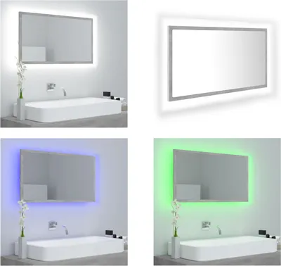 Produktbild von vidaXL LED Badspiegel Betongrau 80x8,5x37 cm Acryl - Spiegel - Badspiegel - Badezimmerspiegel - Badezimmer Spiegel
