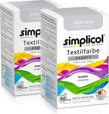 Produktbild von simplicol Textilfarbe expert, DIY Färbemittel für Stoff in verschiedenen Farben, Farbe:Delfin-Grau (1717), Größe:2er Pack