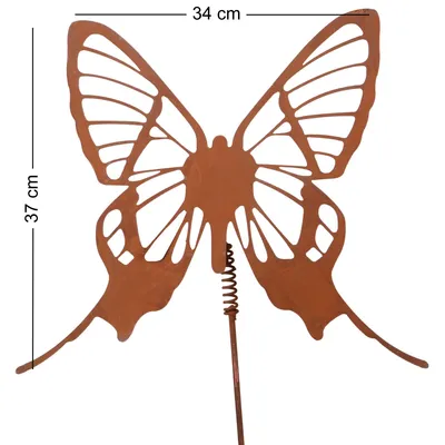 Produktbild von UNUS Schmetterling mit Wackelfeder Gartendeko Gartenstecker aus Edelrost Groß