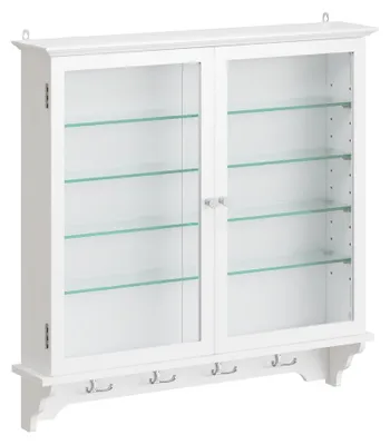 SoBuy Wandvitrine FSB114-E-W klassisch weiß mit Glastüren und Ablagen