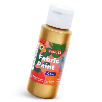 Produktbild von Colozoo Textilfarbe Gold Metallic 60ml – Hochdeckende Stoffmalfarbe waschmaschinenfest für helle und dunkle Stoffe