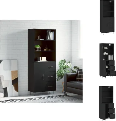 Image de vidaXL Highboard Noir 69,5x34x180 cm Bois composite - Sideboards