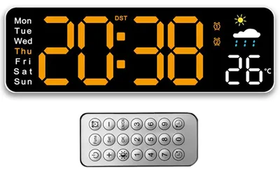 LED-Wanduhr digital, 30 cm, orange, mit Fernbedienung