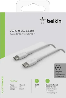 Immagine prodotto di Belkin BOOST CHARGE - Cavo USB - da USB-C (M) a USB-C (M) - 2 m - bianco
