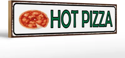 Produktbild von Holzschild  Hinweis Hot Pizza Fast Food, 46 x 10 cm, Holzschilder Spruch Lebensmittel Pizzabrot Pizzeria