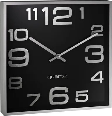 Produktbild von Wanduhr quadartisch Kunststoff 28,3x28,3cm silber/schwarz