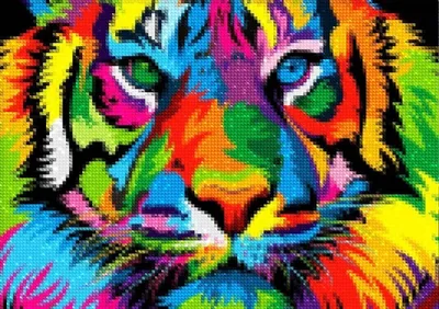 Produktbild von Diamantstickerei Regenbogentiger 30x40 cm