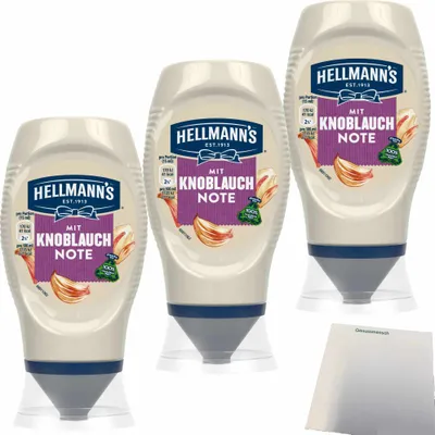 Produktbild von Hellmann's Sauce mit Knoblauchnote 3er Pack (3x250ml Squeezeflasche) + usy Block