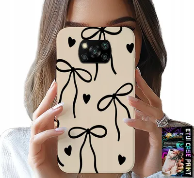 Zdjęcie produktu dla Etui Do Xiaomi Poco X3 - Beżowe Kokardki Wstążka Modne Wzory