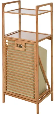 Produktbild von Bathroom Solutions Regal mit 2 Böden und Wäschekorb Bambus 95 cm