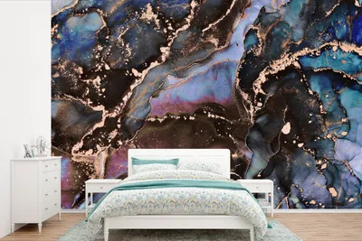 Produktbild von MuchoWow® Fototapete für Wohnzimmer oder Schlafzimmer Wandtapete Vinyl Motivtapete Marmor - Gold - Rosa - 390x260 cm - Papiertapete