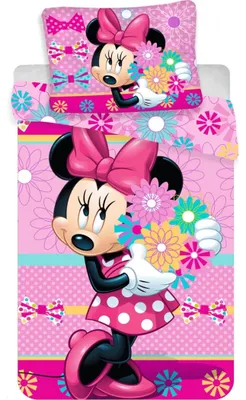 Imagen del producto de Juego de sábanas de algodón con diseño de Minnie Mouse de Disney, suave y cómodo, de 140x200 cm y 70x90 cm