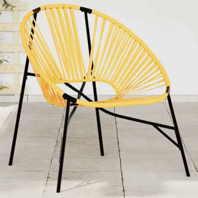 Produktbild von Gartenstuhl in Ei-Form Schwarz und Gelb Poly Rattan, Gartenstühle DesignMöbel