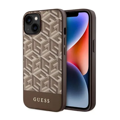 Produktbild von Guess Guhmp14Mhgcfsew Hülle Für Iphone 14 Plus - Braun Gcube Stripes Magsafe