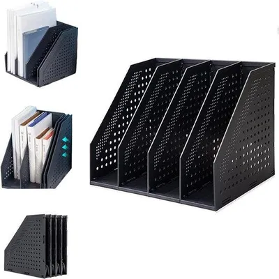 Produktbild von Famanu Dokumentenhalter faltbar mit 4 Fächern - Büromaterial Organizer verstellbar - Schwarz