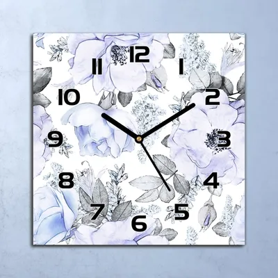 Produktbild von Wanduhr Echt-Glas-Küchenuhr Blaue Rosen Aquarell Quarz 30x30 Deko Bilder