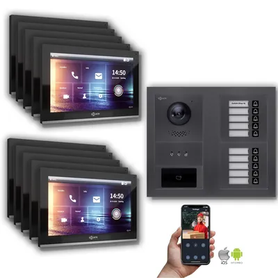 Image de Goliath IP portier vidéo 10-fam. RFID Anthracite : 10 pouces en noir : Boîte d'encastrement Sélection du moniteur : 10 pouces en noir Boîte de montage de la sonnette : Boîte d'encastrement