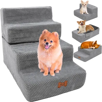 Produktbild von Hundetreppe 44 cm, 4 Stufen, weicher Schaumstoff, antislip, für Bett und Sofa