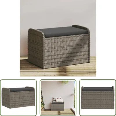 Immagine prodotto di The Living Store Panca con contenitore e cuscini Grigio 80x51x52 cm Poly Rattan
