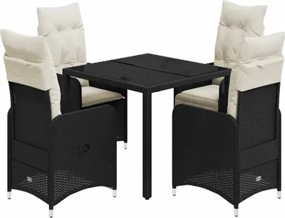 Obrázek produktu pro vidaXL 5dílný zahradní set s polštáři Black Poly Rattan
