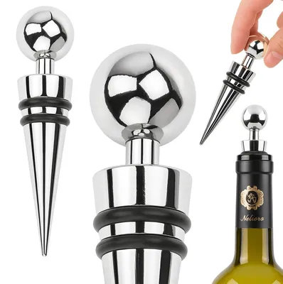 Zdjęcie produktu dla Zatyczka korek do butelki wina szampana alkoholu premium szczelny silikonowy srebrny wielorazowy