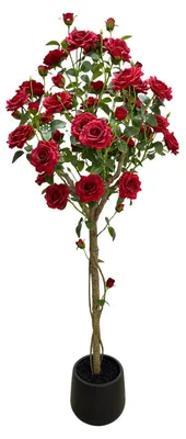 Produktbild von 150cm Kš¹nstlicher Rosenbaum šC Realistische Kunst-Topfpflanze als Formbaum
