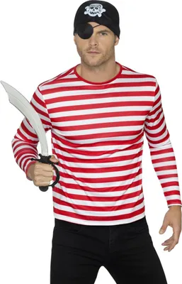 Produktbild von Gestreiftes Piraten-Shirt weiss-rot
