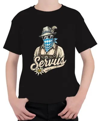 Imagen del producto de Camiseta para niños, diseño "Servus Bayern", con motivos de lederhosen, tracht, Wiesn, y dirndl, ideal para fiestas populares, color , talla 140