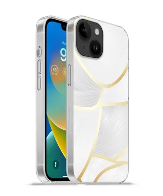 Produktbild von MuchoWow® Handyhülle Schutzhülle Hülle für Apple iPhone 14 - Softcase Abstraktes Muster mit goldenen Linien Silikon Softcase Handy Hülle - Mobiltelefonhülle