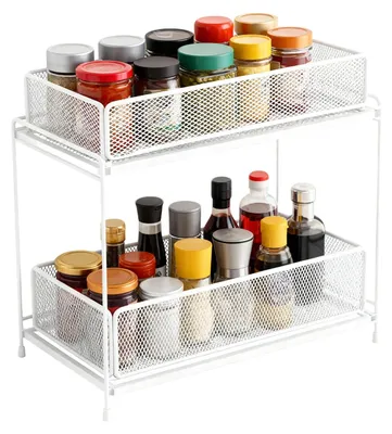 Image de Étagère de rangement pour sous les meubles de cuisine, en métal, 2 niveaux