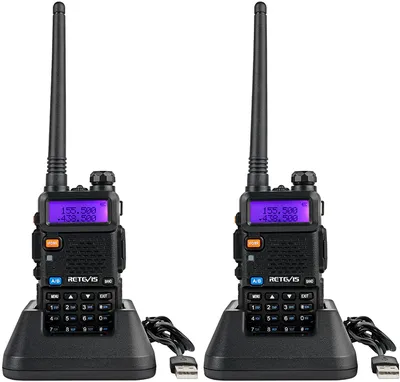 Immagine prodotto di Retevis RT5R Trasmettitore con batteria, radioamatore dual-band VHF/UHF 128 canali, VOX ricaricabile 1400 mAh, allarme di emergenza, per radioamatori, attività all'aperto